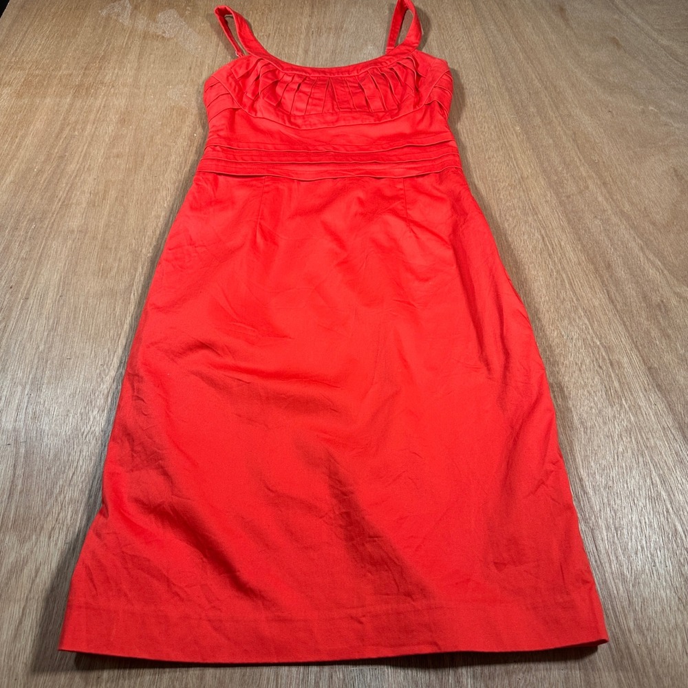Calvin Klein Sheath Dress Women Size 4 Dark Orange Pleated Cocktail Sleeveless
